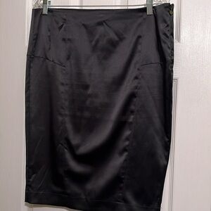 JUST CAVALLI size 48 black satin ( silky with stretch) pencil skirt NWOT